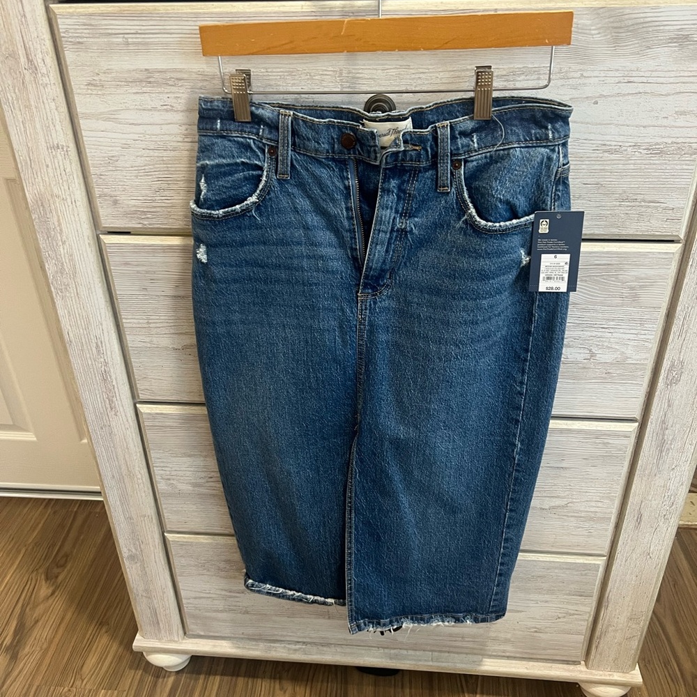 Classic Blue Denim Women's Midi Skirt